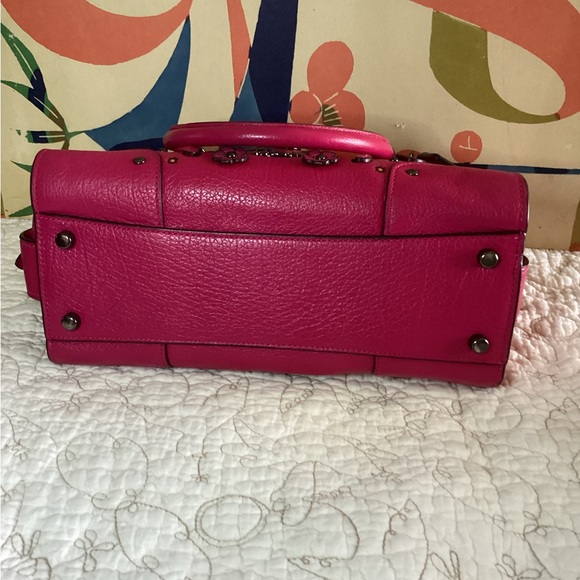 Coach Pink Willow Floral Mercer Satchel Leather w/ Crossbody - Picture 6 of 15